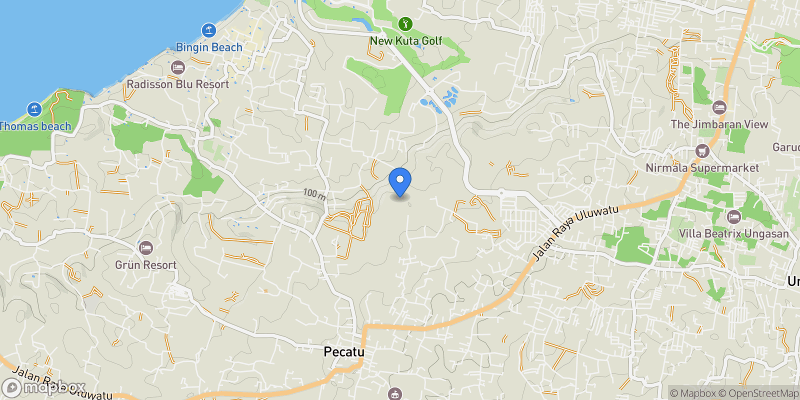 Map showing 54HH+XRW Kuta Selatan, Bali, Indonesia.