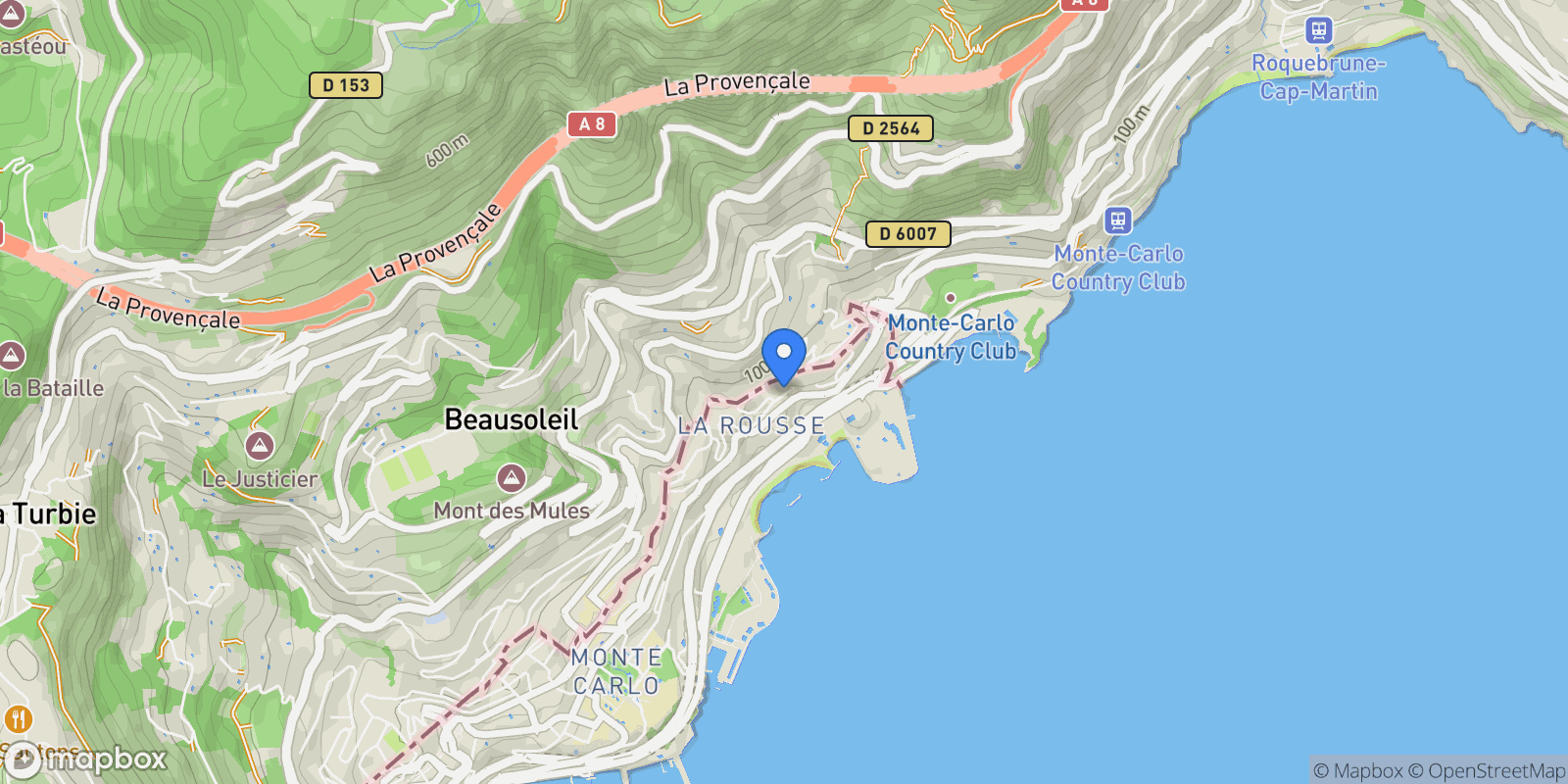 Map showing 1 rue du Tenao, Monaco, Monaco.