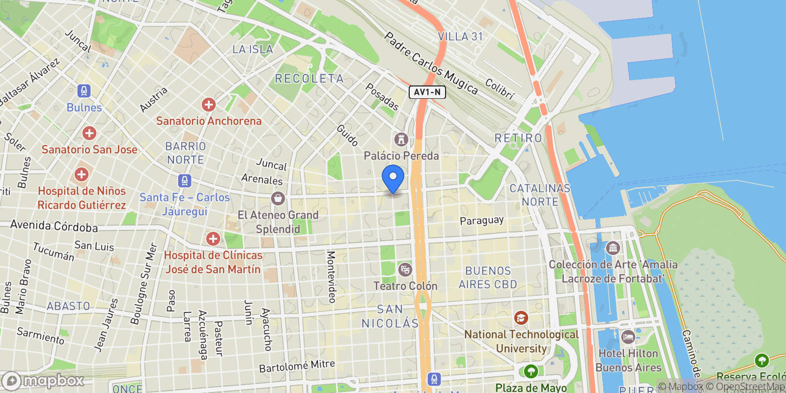 Map showing Av. Santa Fe al 1200, Retiro, Buenos Aires, Buenos Aires, Argentina.