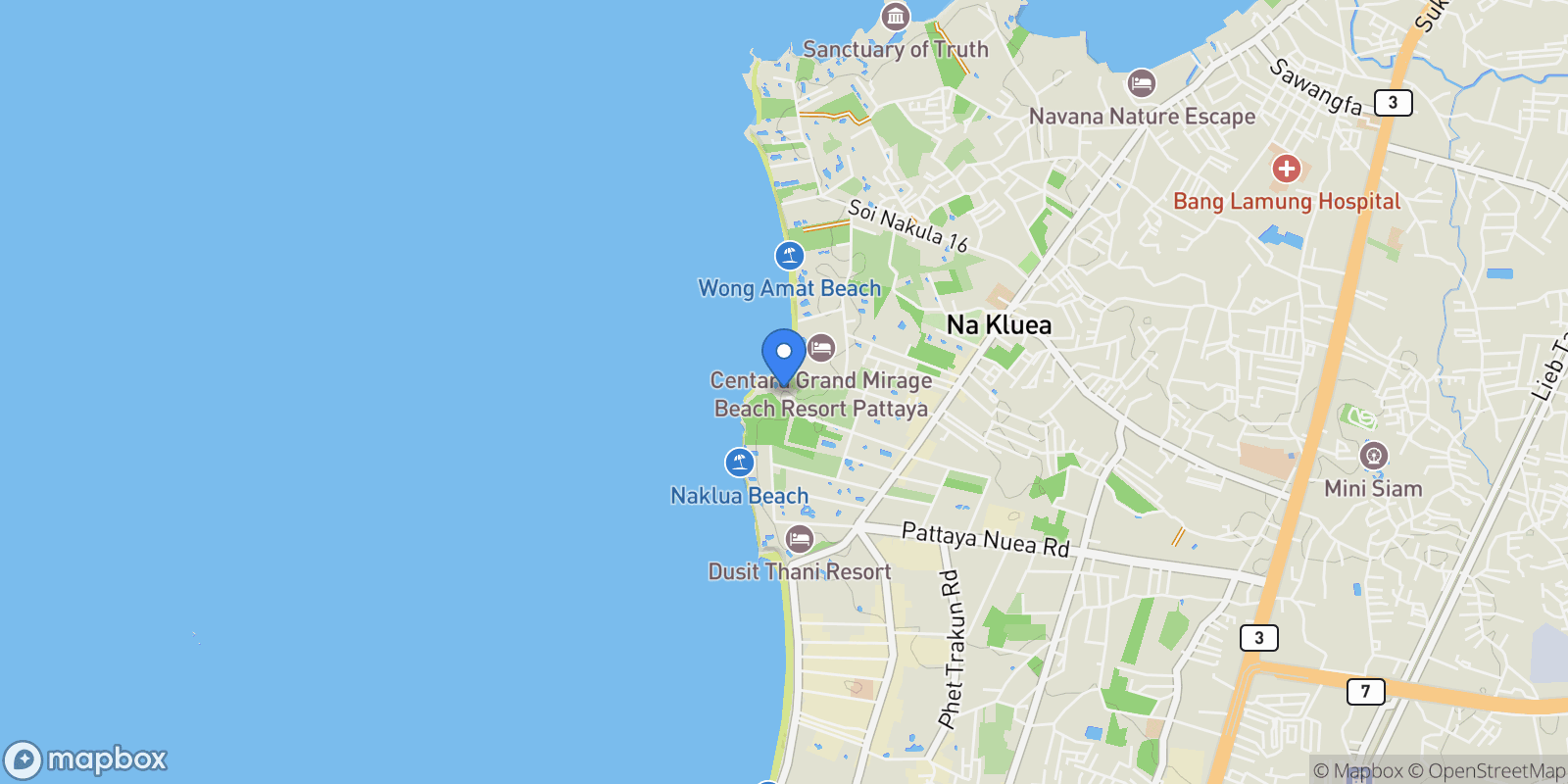 Map showing Pattaya, Chon Buri, Pattaya, Pattaya City, Chon Buri, Thailand.