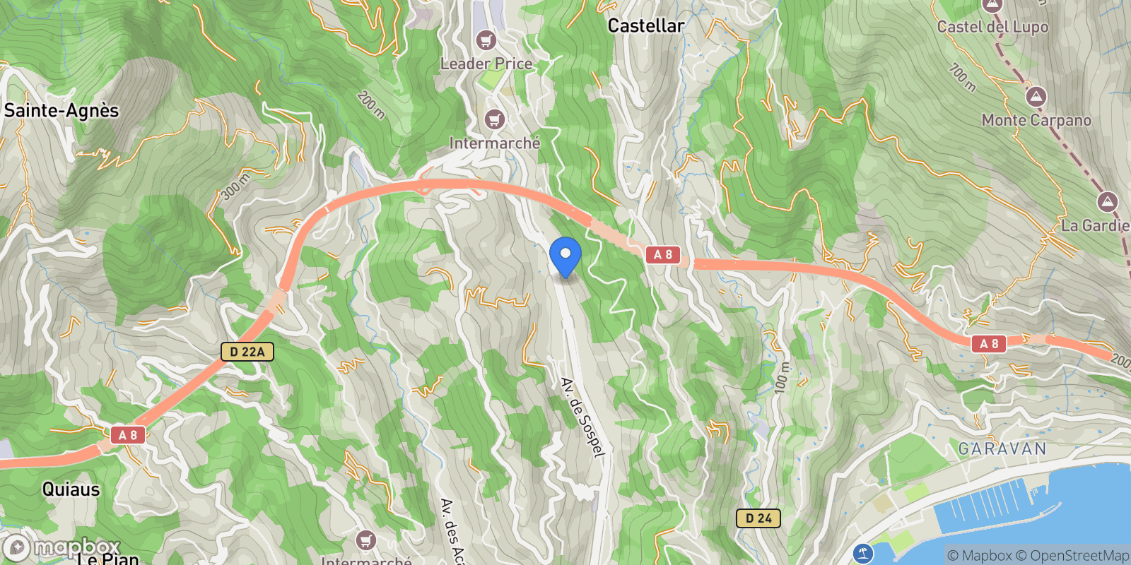 Map showing Menton, Provence-Alpes-Côte d'Azur, France.