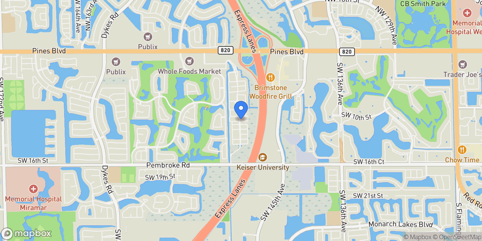 Map showing 1131 SW 147th ave, Miramar, Florida, United States.