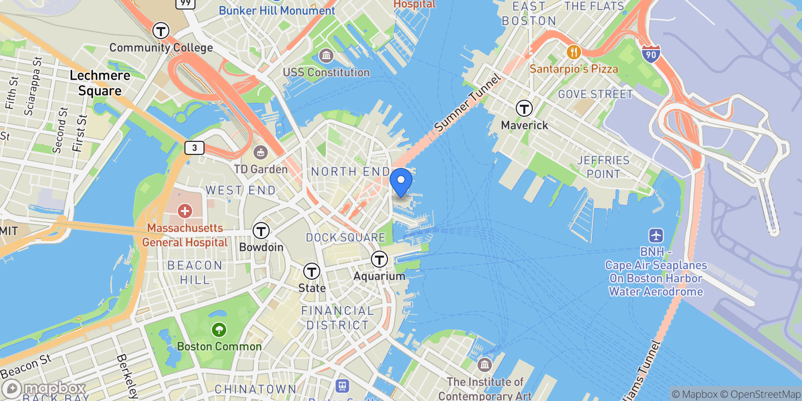 Map showing 28-32 Atlantic Ave 415-417, Boston, Massachusetts, United States.