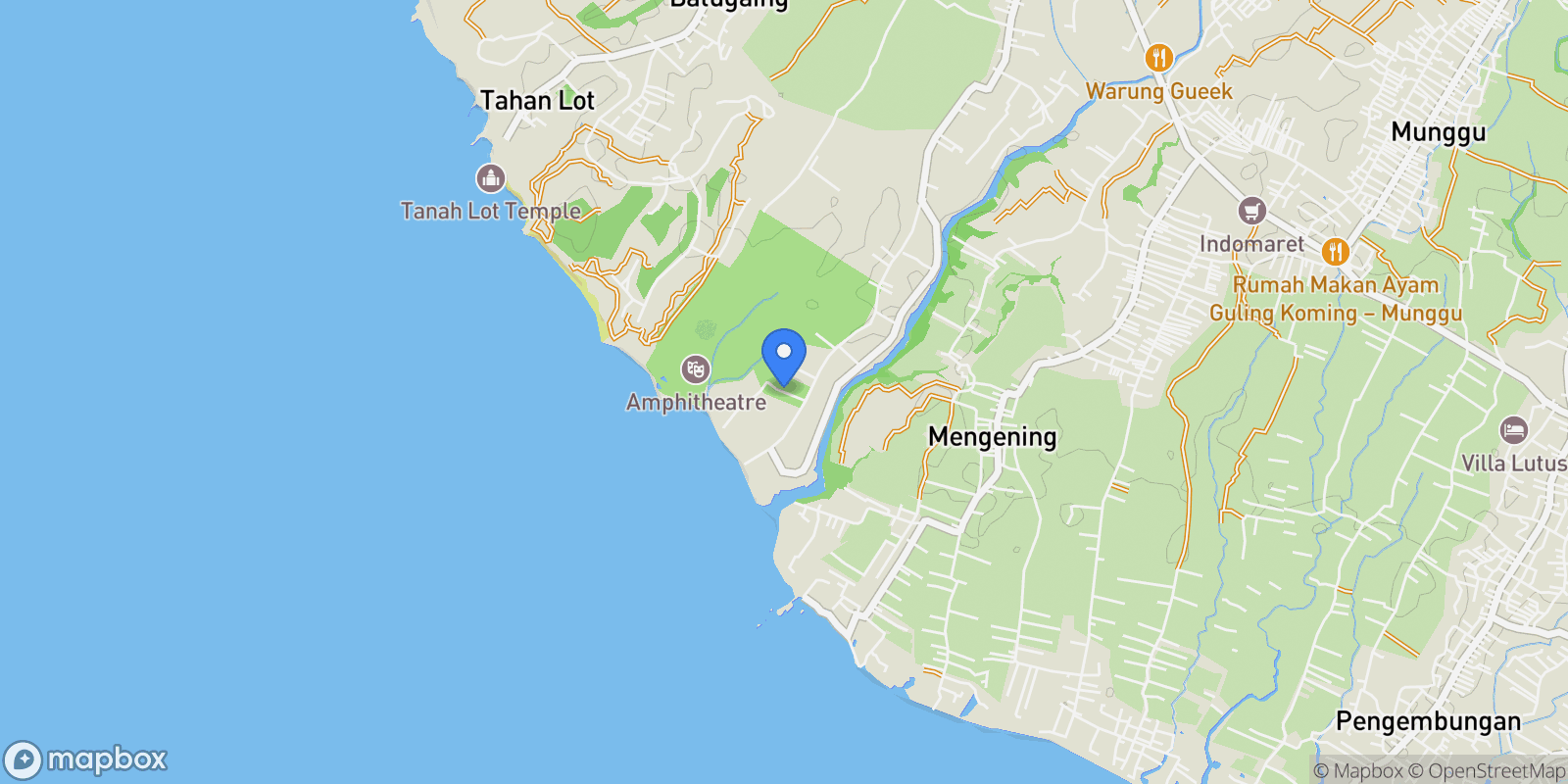 Map showing 939X+RV5 Beraban, Tabanan Regency,, Bali, Indonesia.