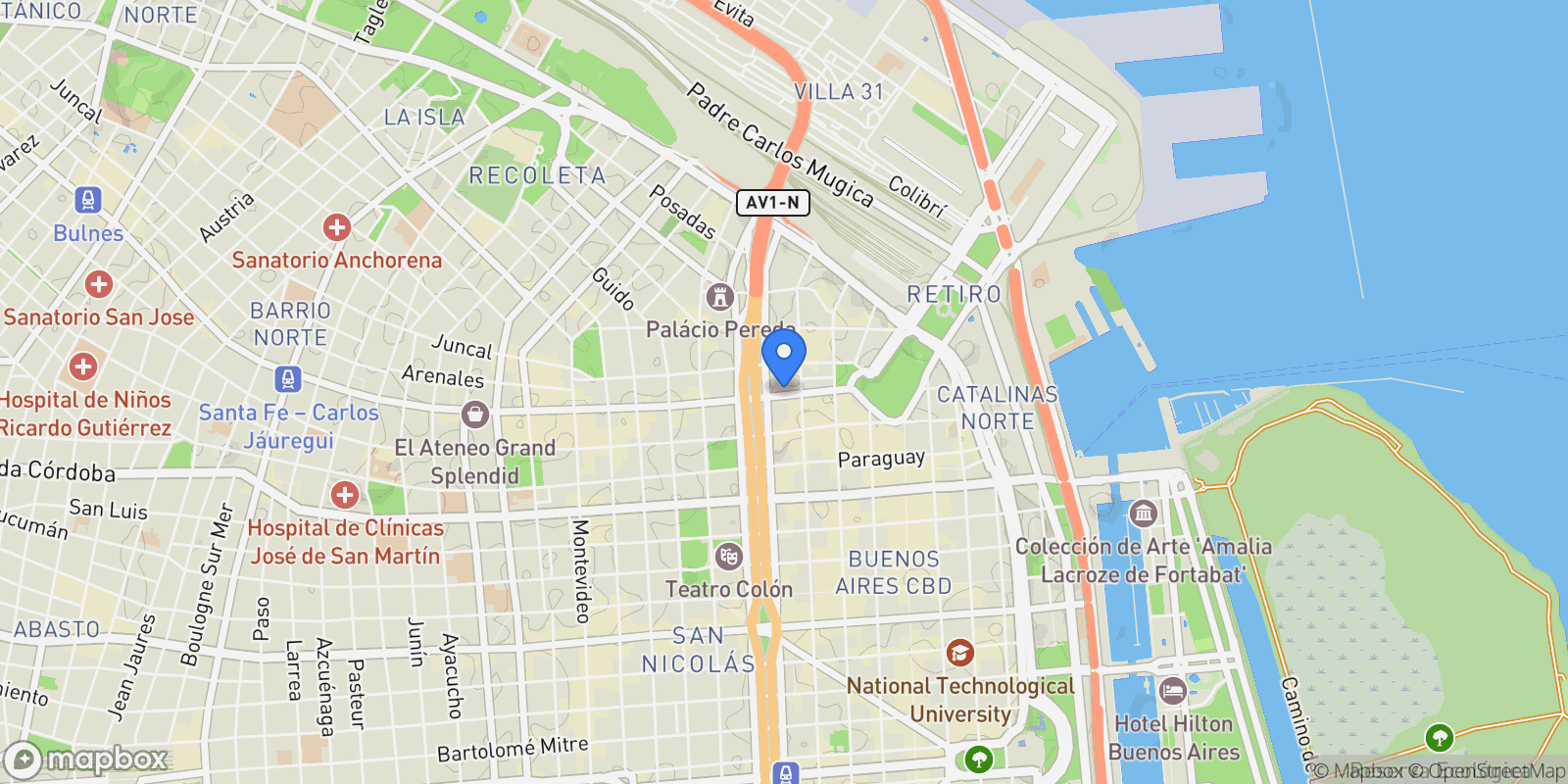 Map showing Avda Santa Fe al 900, Retiro, Buenos Aires, Buenos Aires, Argentina.
