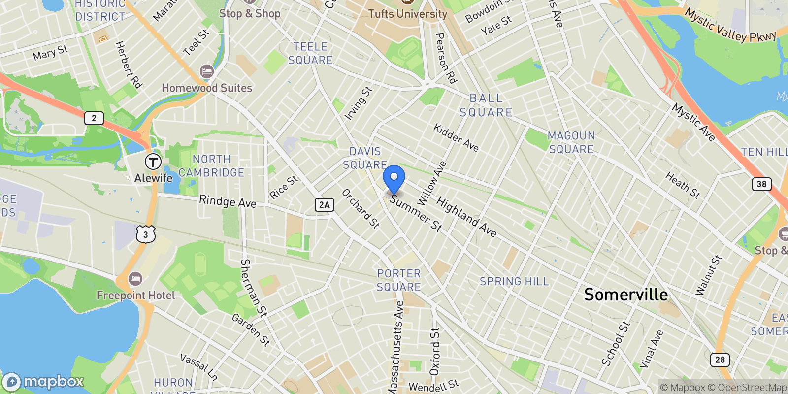 Map showing 353 Summer 310, Somerville, Massachusetts, United States.