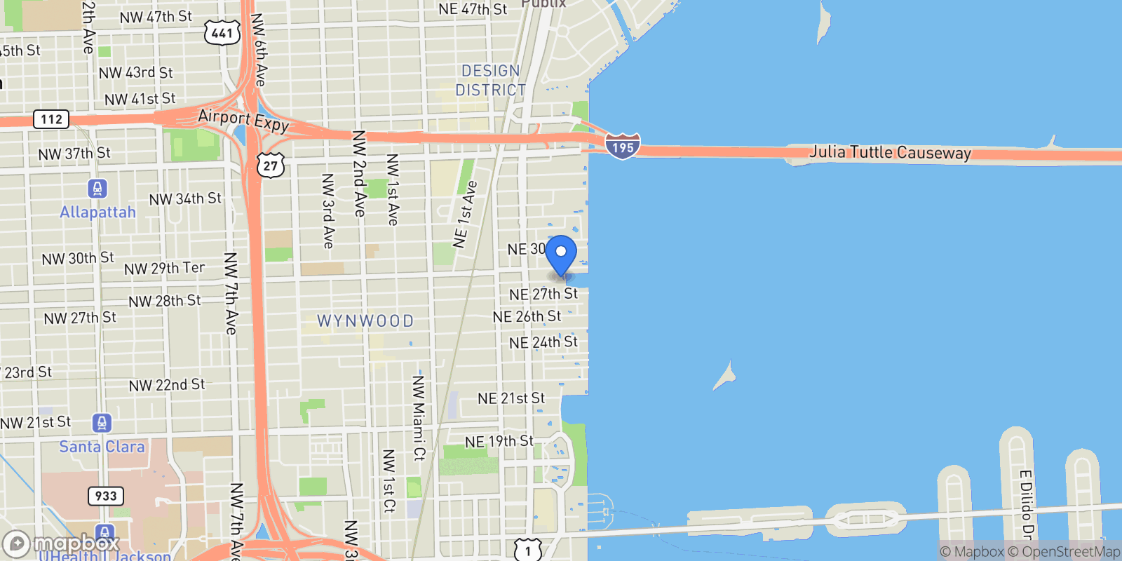 Map showing 460 NE 28th St, Miami, Florida, United States.