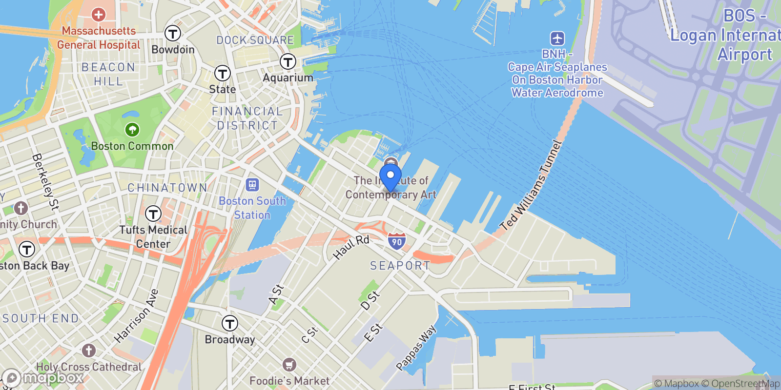 Map showing 150 Seaport Boulevard # 5G, Boston, Massachusetts, United States.