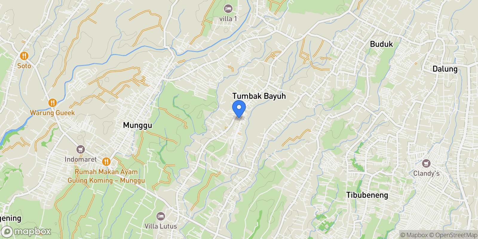 Map showing Tumbuk bayuh, Pererenan, Mengwi, Bali, Indonesia.
