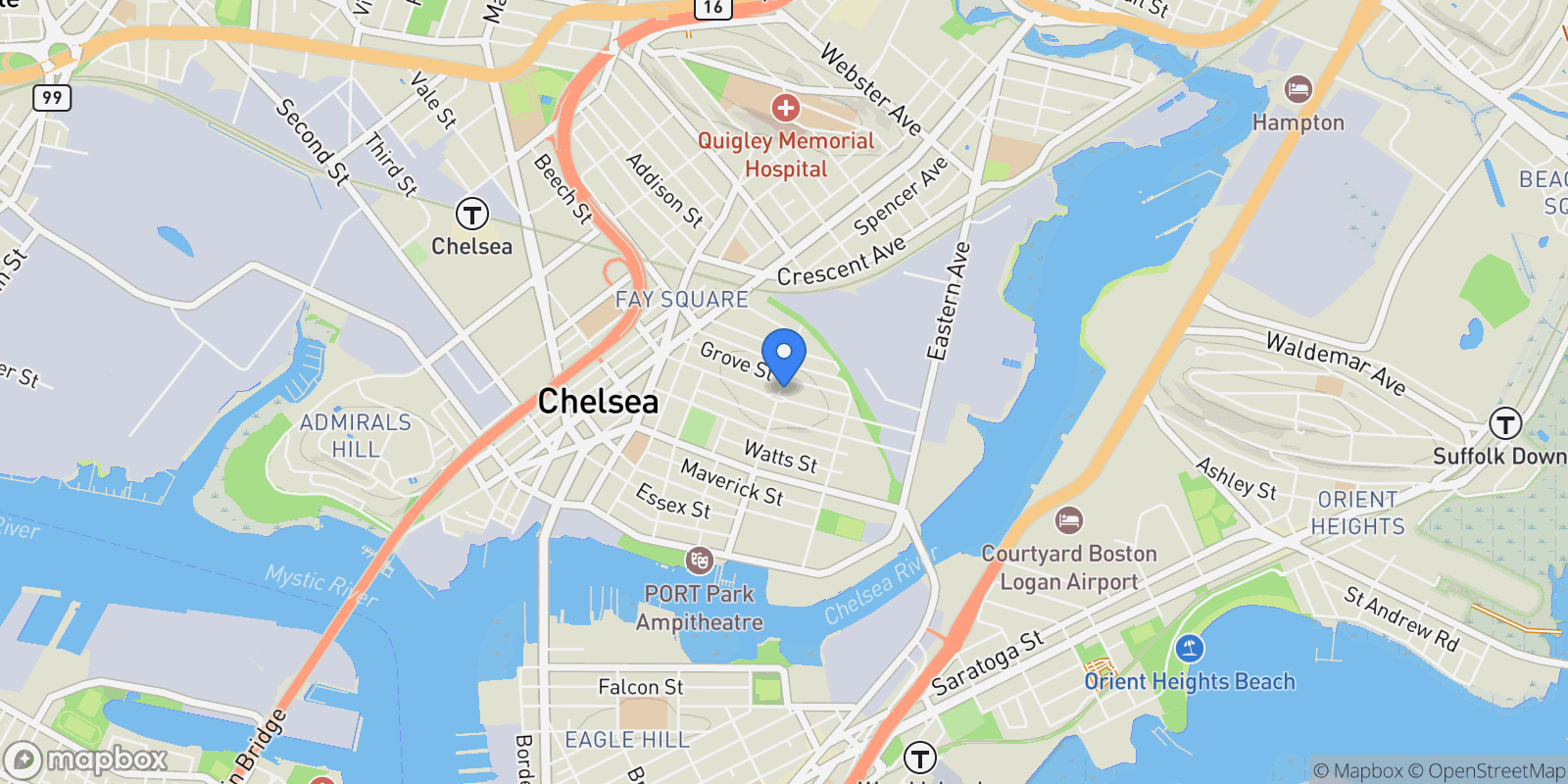 Map showing 110 Bellingham St 3, Chelsea, Massachusetts, United States.