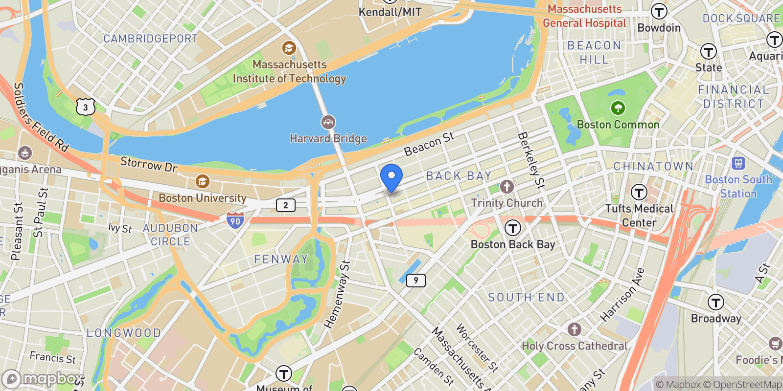 Map showing 308 Commonwealth Ave Unit G, Boston, Massachusetts, United States.