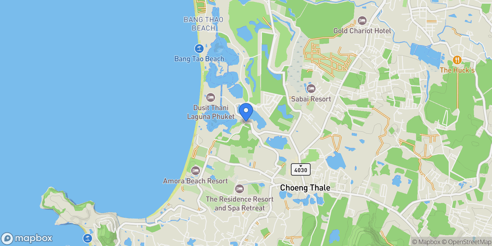 Map showing Phuket, Bang Tao Beach, Phuket, Choeng Thale, Phuket, Thailand.