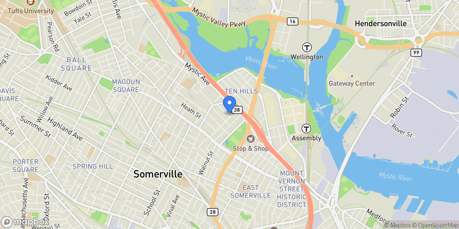 Map showing 84 Grant St 7, Somerville, Massachusetts, United States.