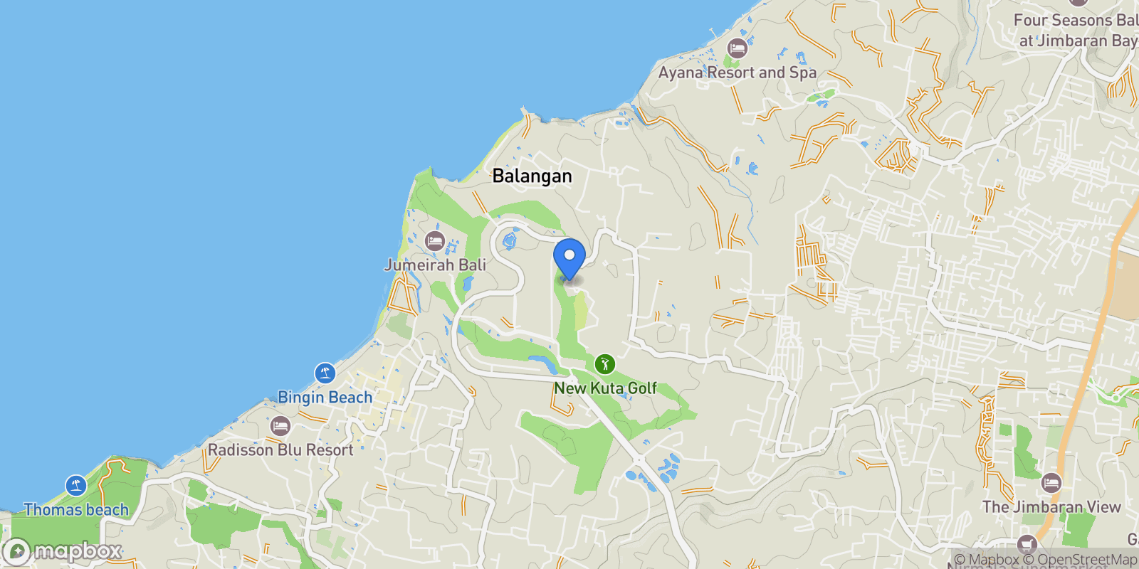 Map showing 54XH+V57, Jalan Pura Kesambi, Kembar, Pecatu, Kec. Kuta Sel., Kabupatén Badung, Bali, Indonesia.
