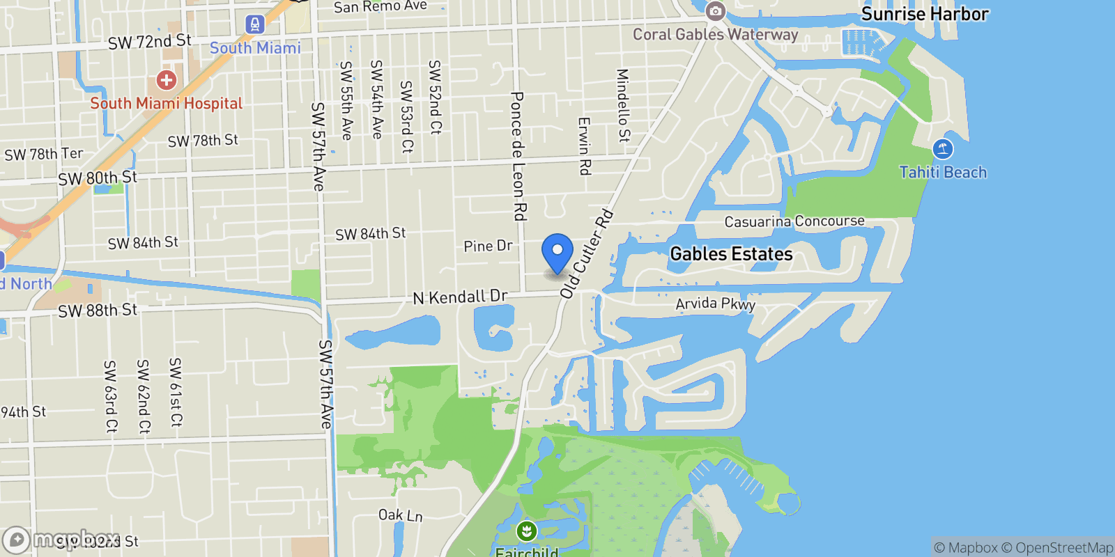 Map showing 4780 SW 86th Ter, Coral Gables, Florida, United States.