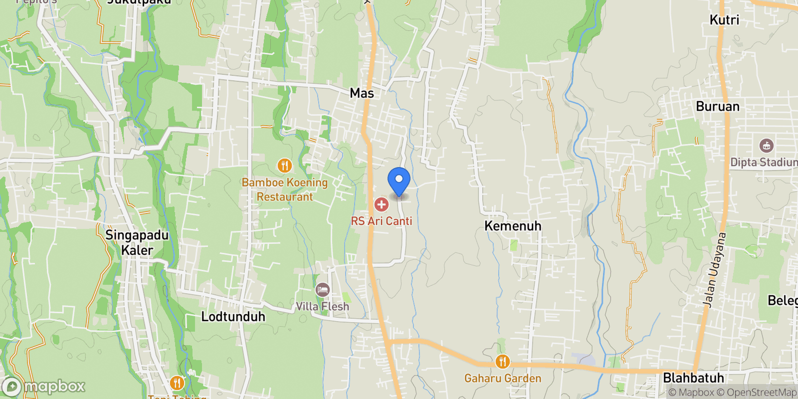 Map showing Jl. Rapuan MAS, Bali, Indonesia.