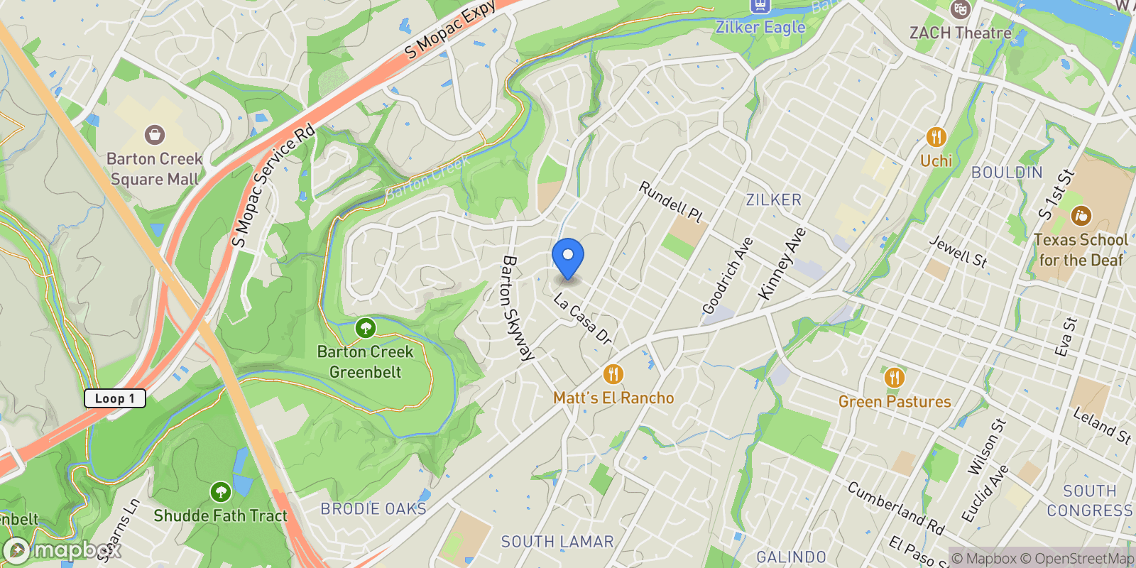 Map showing 2320 Montclaire ST, Austin, Texas, United States.