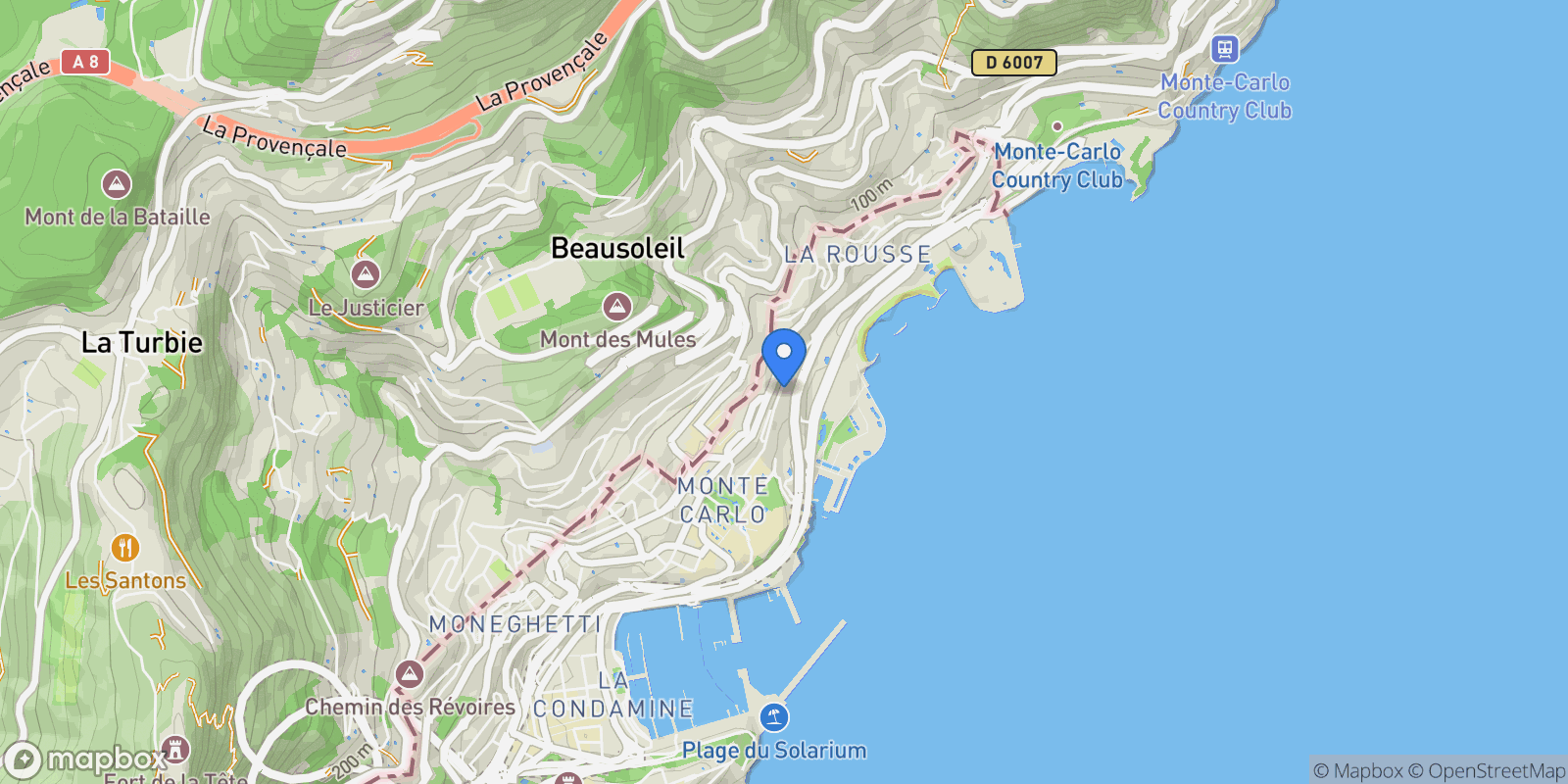 Map showing 26  Avenue de Grande-Bretagne, Monaco, Monaco.