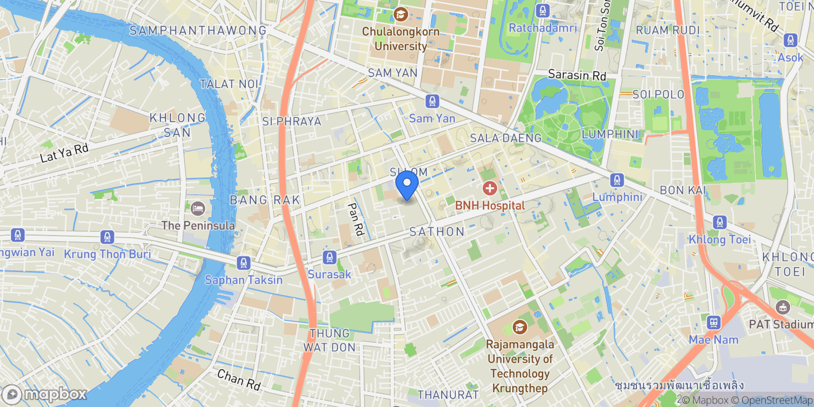 Map showing 114 Thanon Naradhiwat Rajanagarindra, Khwaeng Silom, Khet Bang Rak, Krung Thep Maha Nakhon 10500, Thailand, Bangkok, Krung Thep Maha Nakhon, Thailand.
