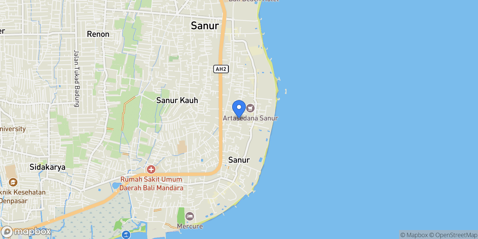 Map showing Jl. Kesari II No.18, Denpasar, Bali, Indonesia.