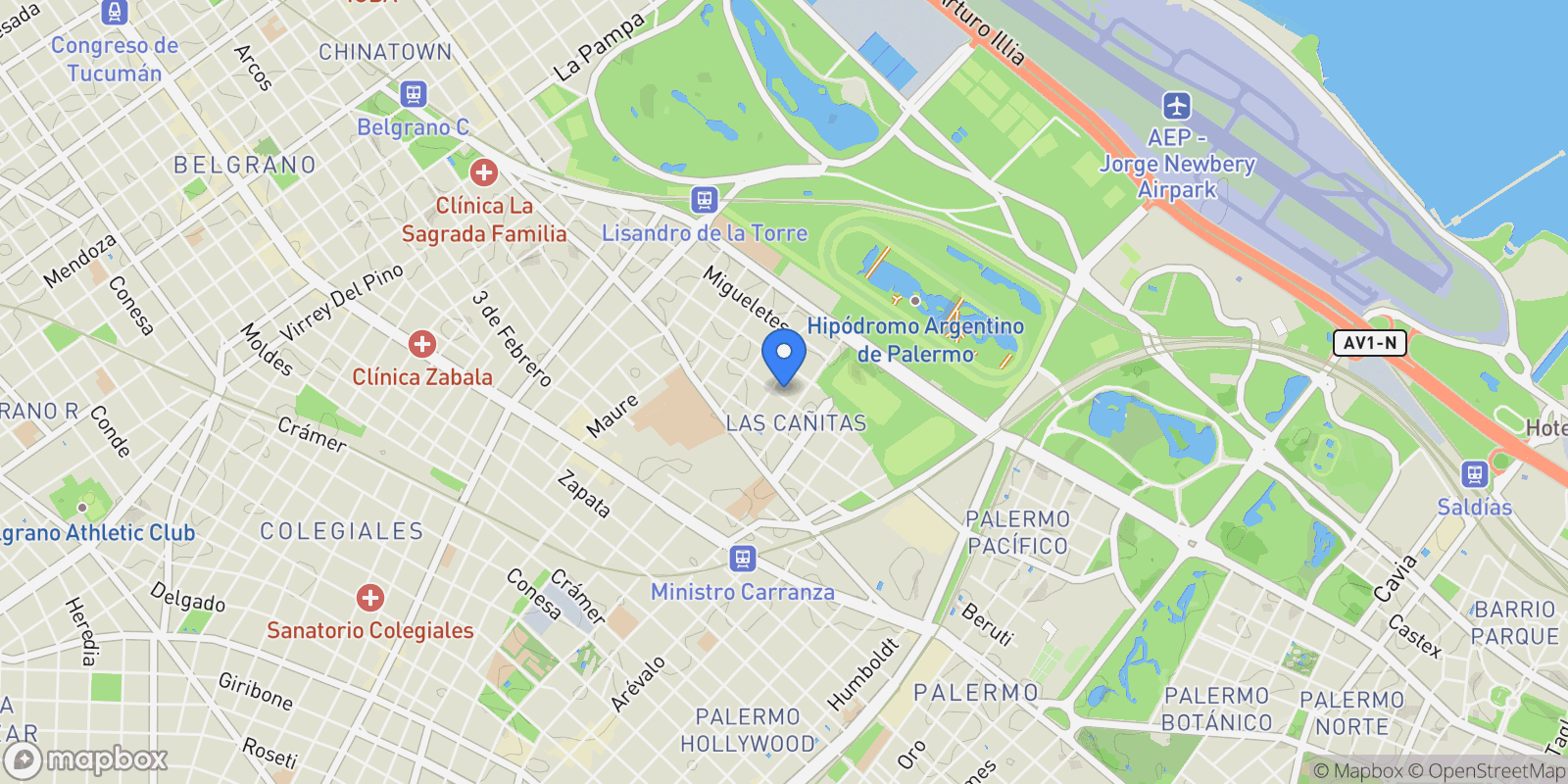 Map showing Arce al 500, Las Cañitas, Buenos Aires, Buenos Aires, Argentina.