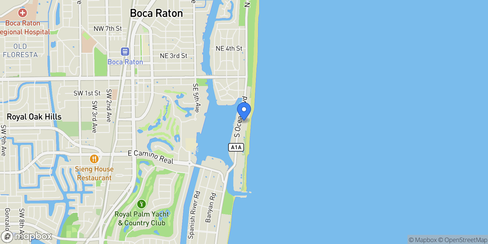 Map showing 500 S Ocean Boulevard #1109, Boca Raton, FL 33432, Boca Raton, Florida, United States.