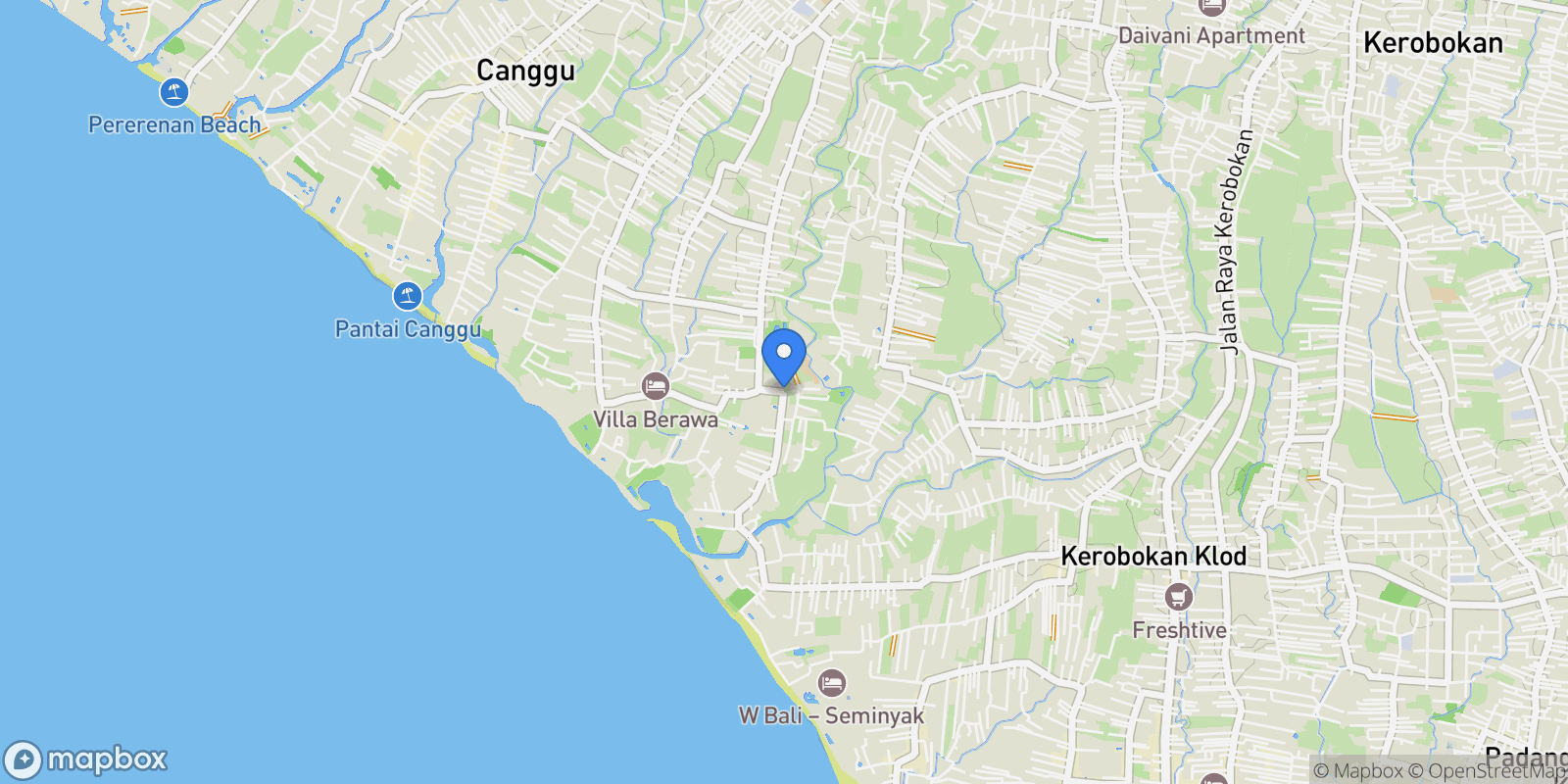 Map showing Jl. Subak Sari, North Kuta, Bali, Indonesia.