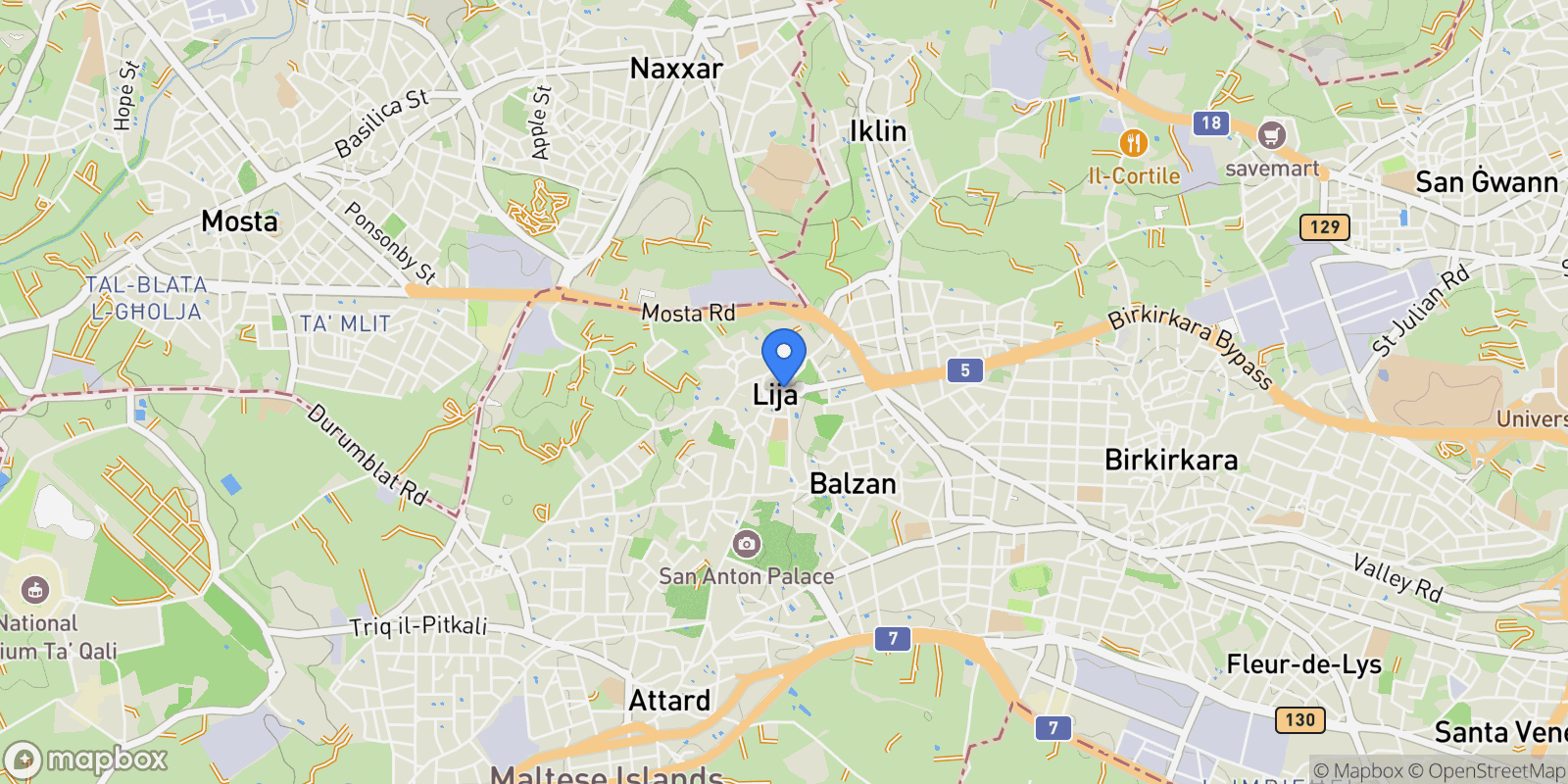 Map showing lija malta, Lija, Malta.