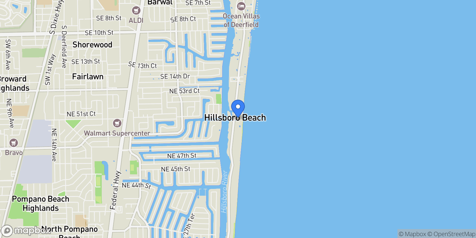 Map showing 1155 Hillsboro Mile #402, Hillsboro Beach, FL 33062, Hillsboro Beach, FL, United States.
