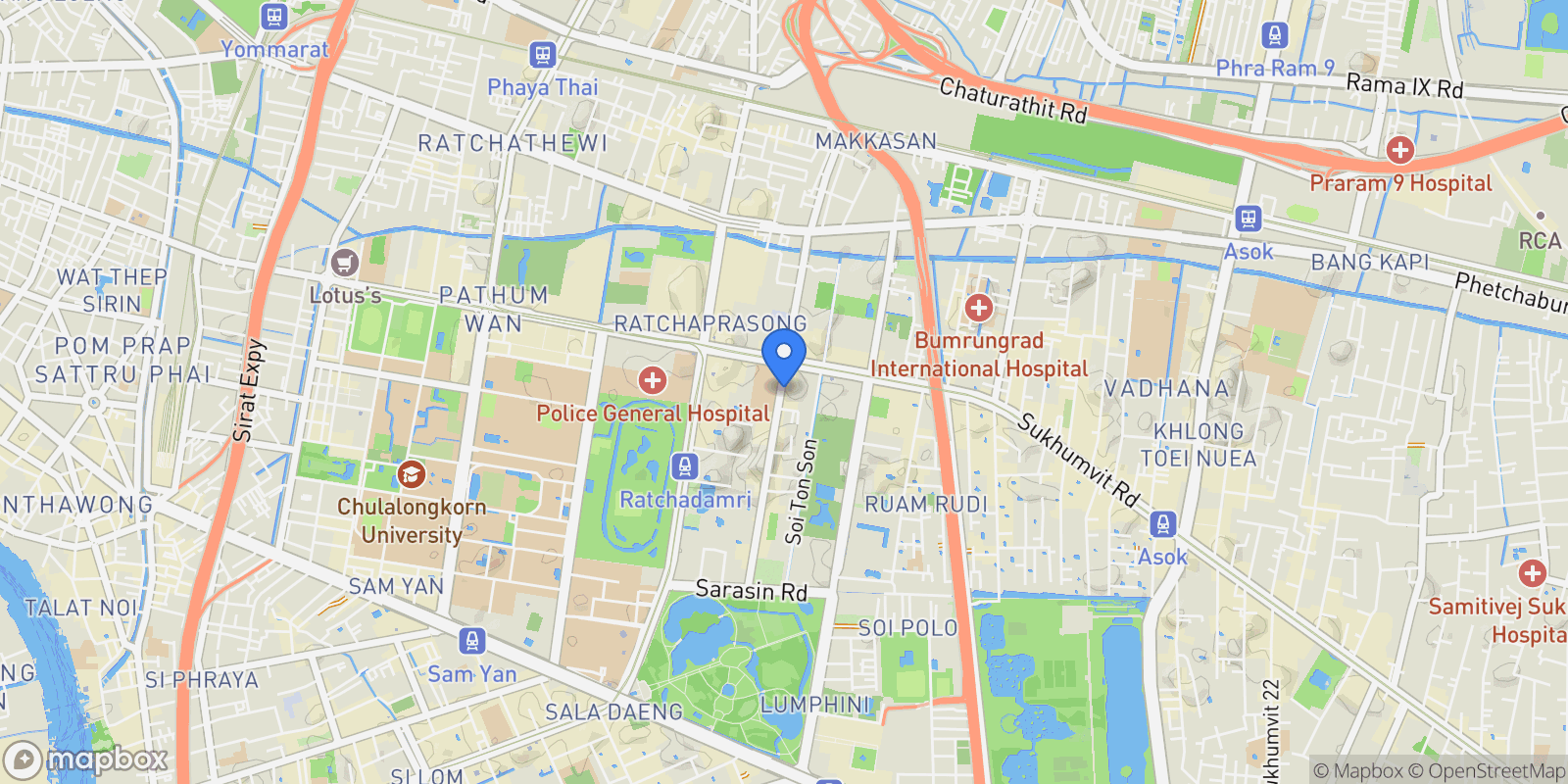 Map showing Lang Suan Rd, Khwaeng Lumphini, Pathum Wan, Krung Thep Maha Nakhon 10330, Thailand, Bangkok, Krung Thep Maha Nakhon, Thailand.