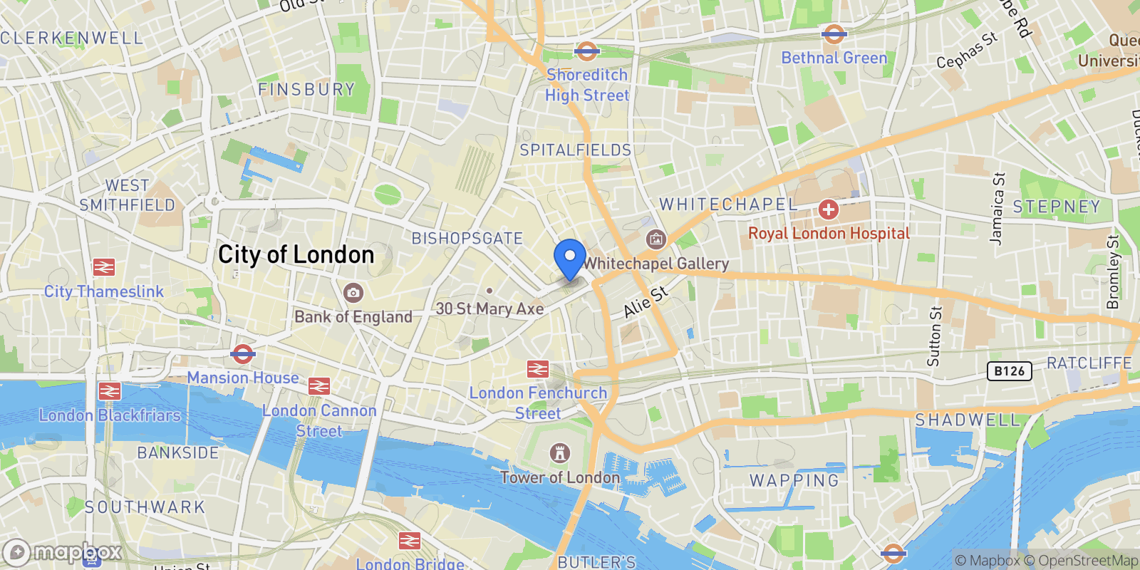 Map showing minories, London, England, United Kingdom.