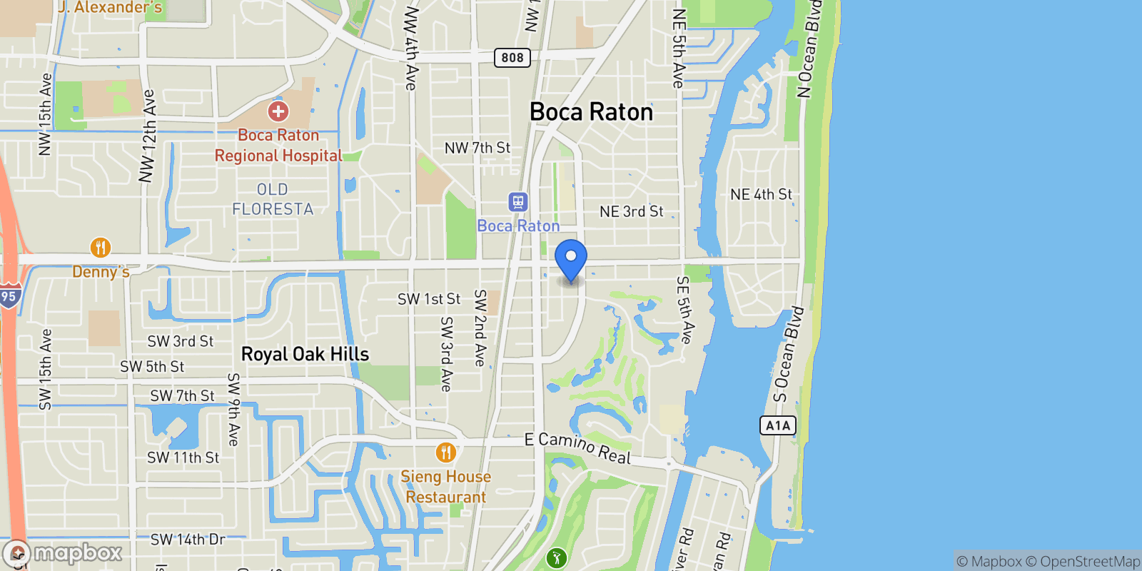 Map showing 99 SE Mizner Boulevard #Ph 9, Boca Raton, FL 33432, Boca Raton, Florida, United States.