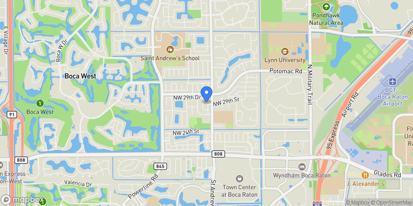 Map showing 2921 NW 25th Way, Boca Raton, FL 33434, Boca Raton, Florida, United States.