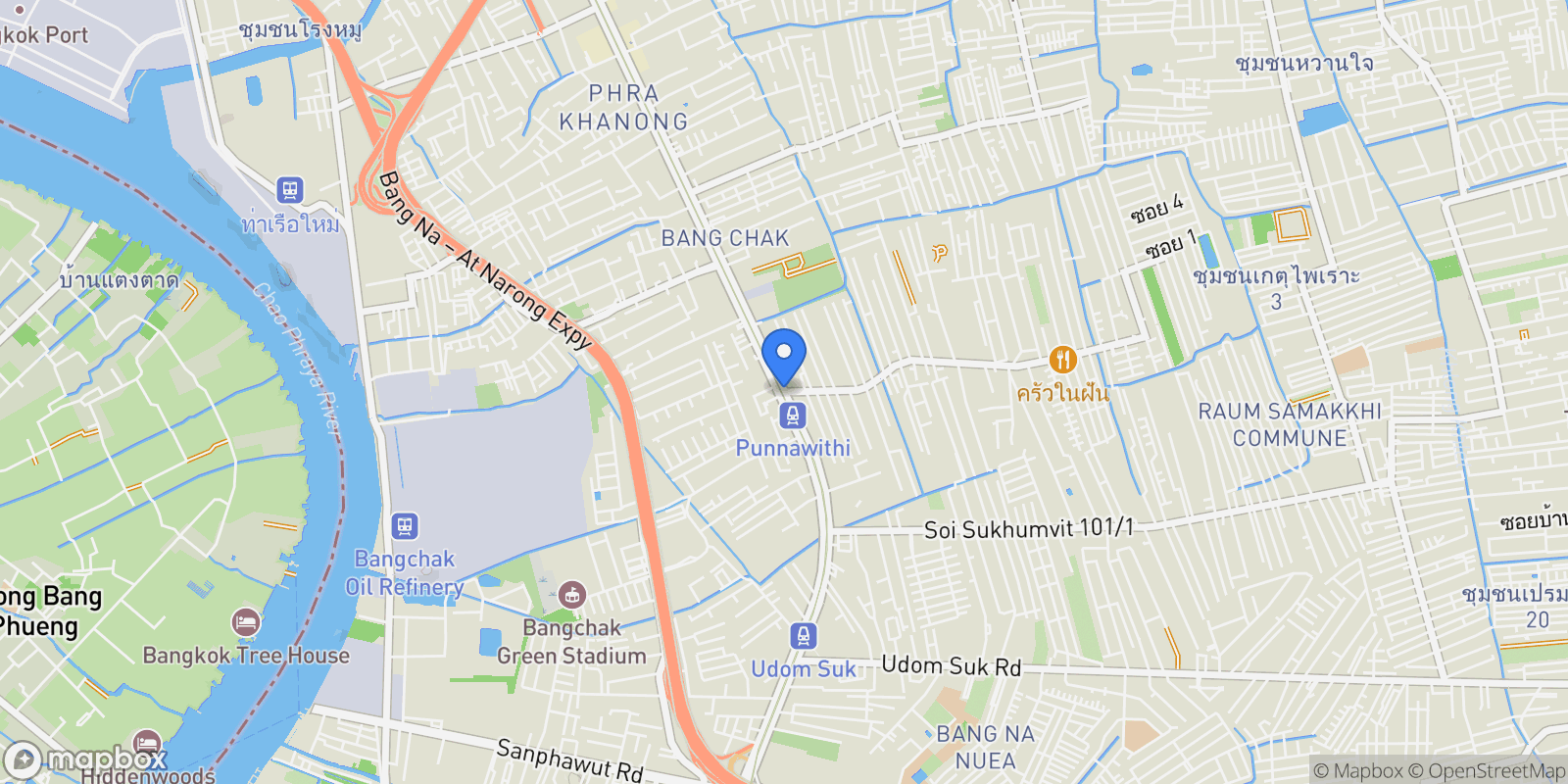 Map showing Bangkok, Phra Khanong, Bangkok, Bangkok, Krung Thep Maha Nakhon, Thailand.