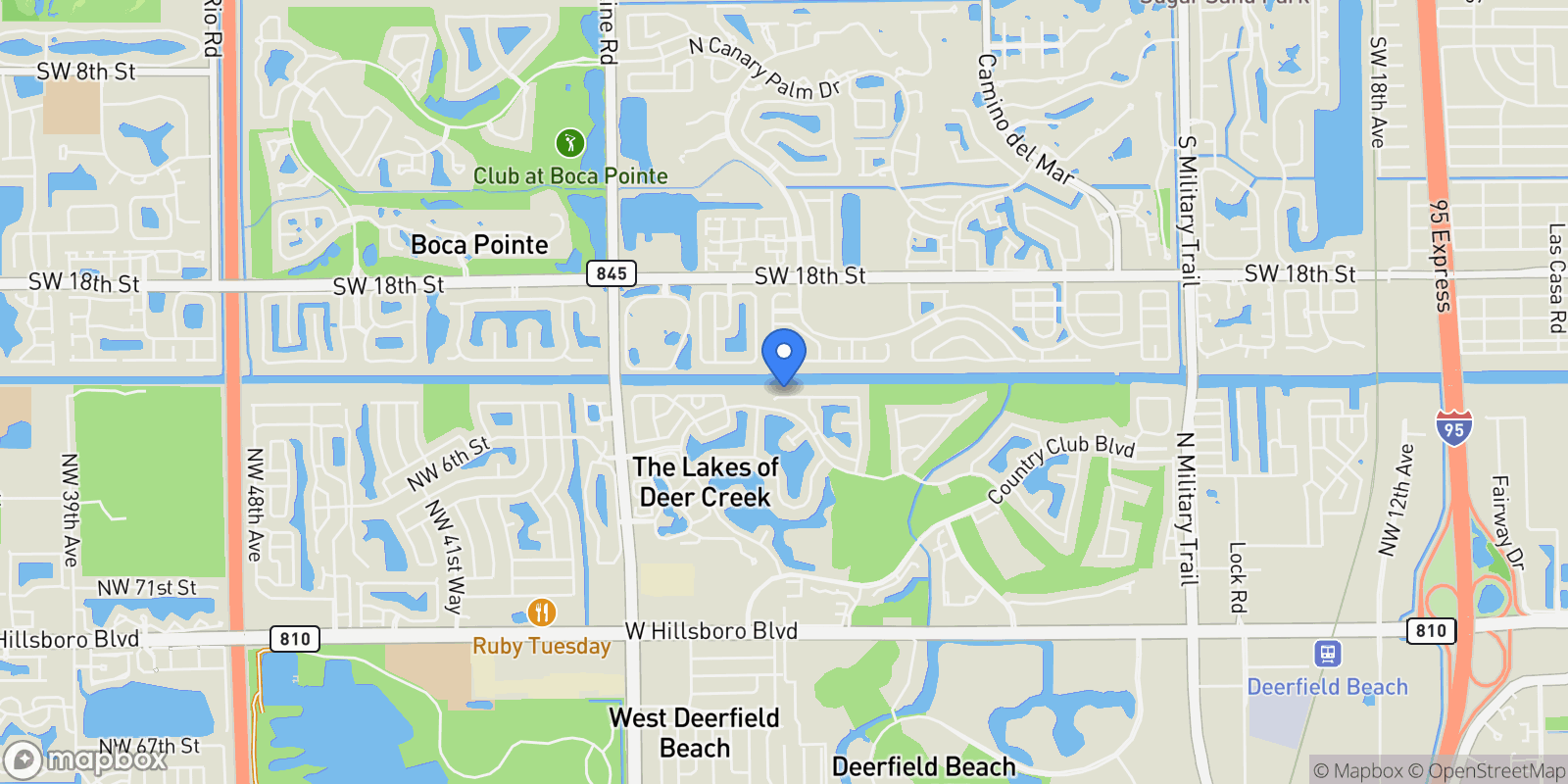 Map showing 3057 Deer Creek Via Napoli, Deerfield Beach, FL 33442, Deerfield Beach, Florida, United States.