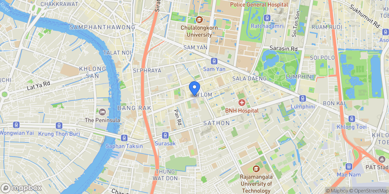Map showing Bangkok, Silom, Bangkok, Bangkok, Krung Thep Maha Nakhon, Thailand.