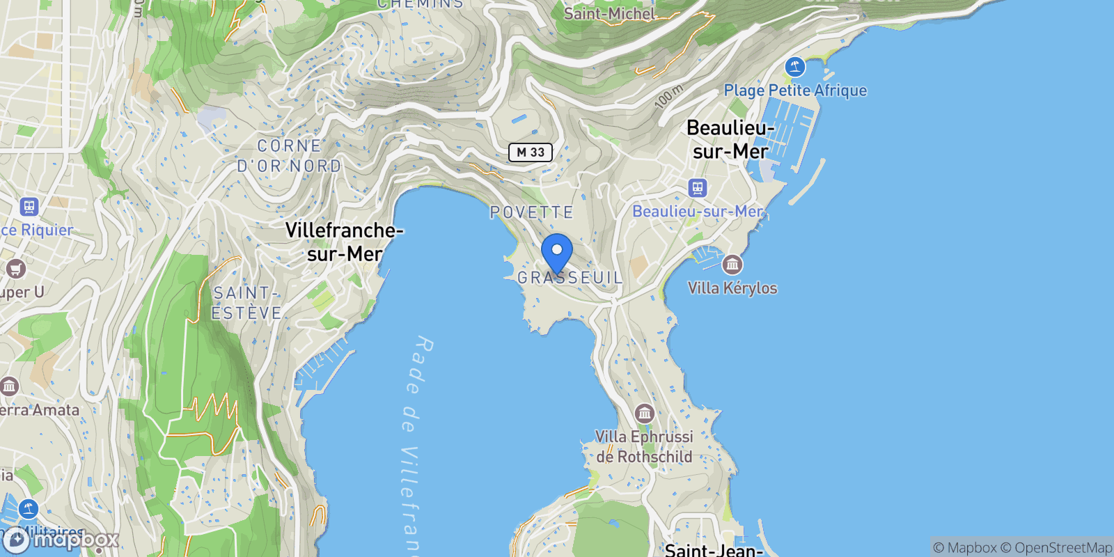 Map showing Villefranche-sur-Mer, Provence-Alpes-Côte d'Azur, France.