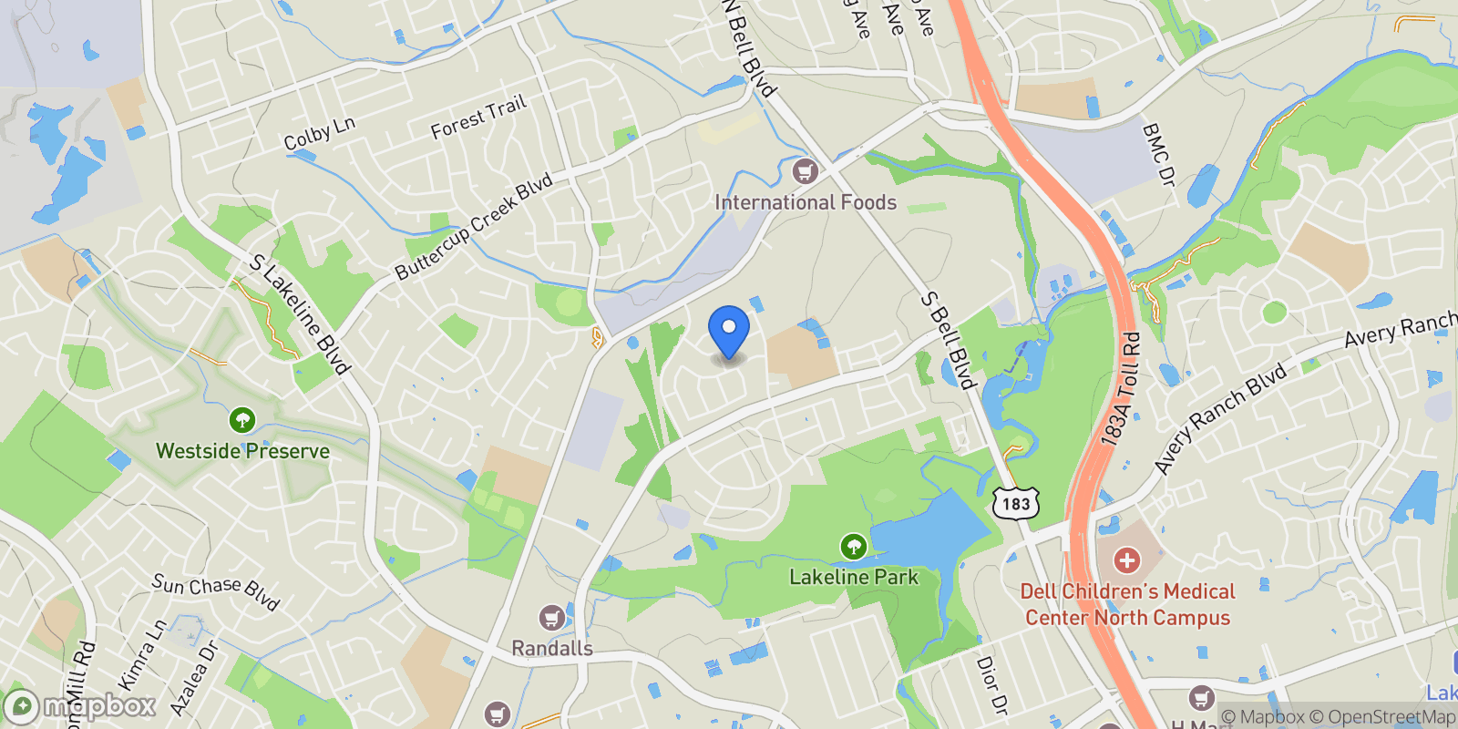 Map showing Cedar Park, Texas, United States.