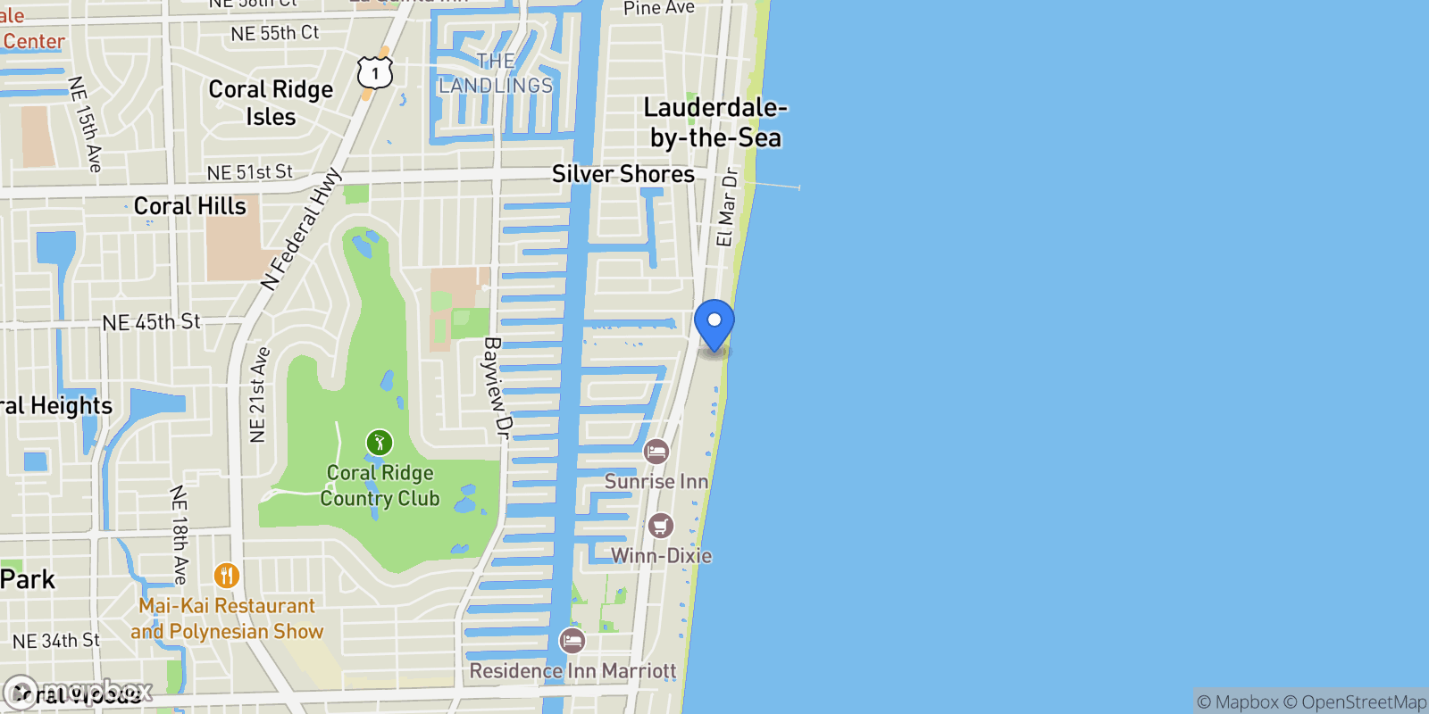 Map showing 4300 N Ocean Boulevard #20k & L, Fort Lauderdale, FL 33308, Fort Lauderdale, Florida, United States.