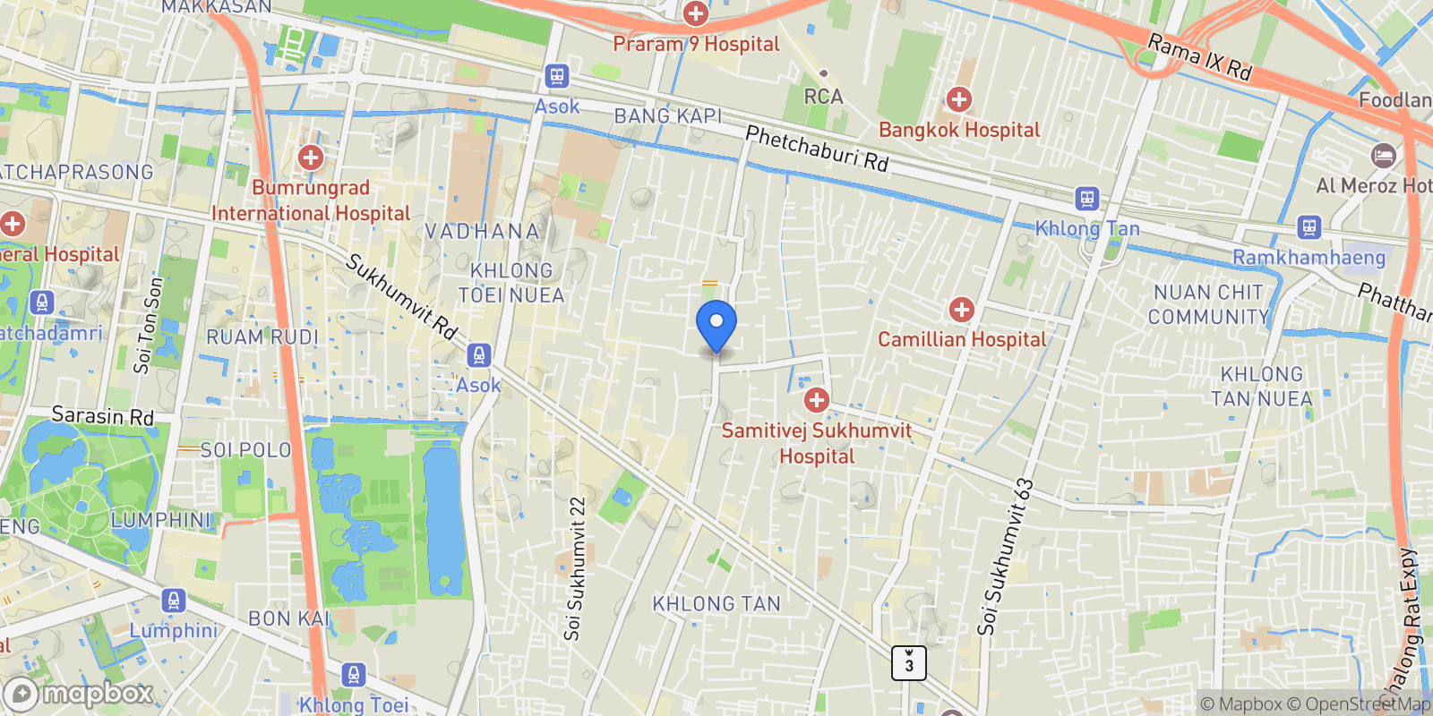 Map showing Bangkok, Phrom Phong, Bangkok, Bangkok, Thailand.