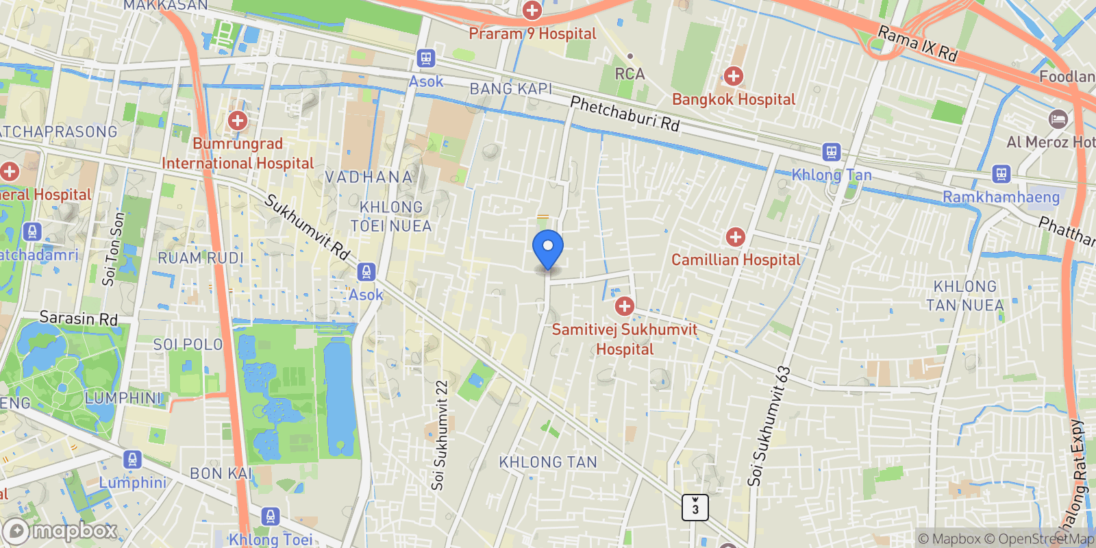 Map showing Bangkok, Phrom Phong, Bangkok, Bangkok, Thailand.