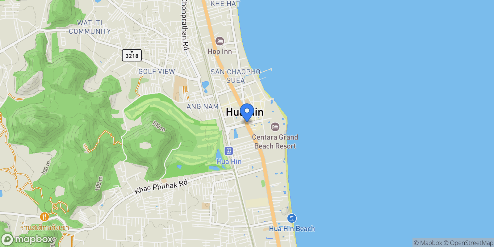 Map showing Hua Hin, Phetchaburi, Hua Hin, Hua Hin, Prachuap Khiri Khan, Thailand.