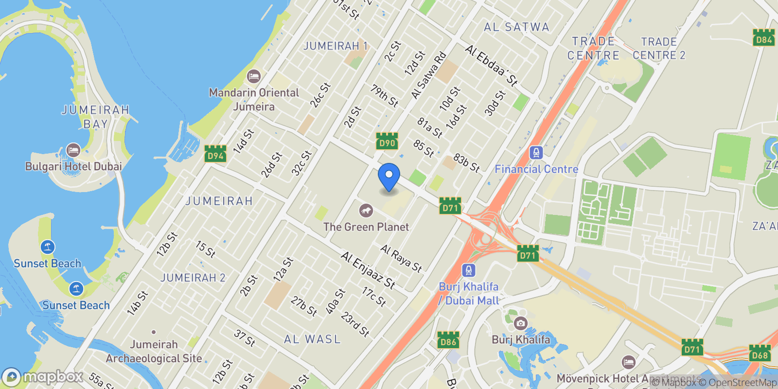 Map showing Al Safa St - Al Wasl - Dubai - United Arab Emirates, Dubai, Dubai, United Arab Emirates.