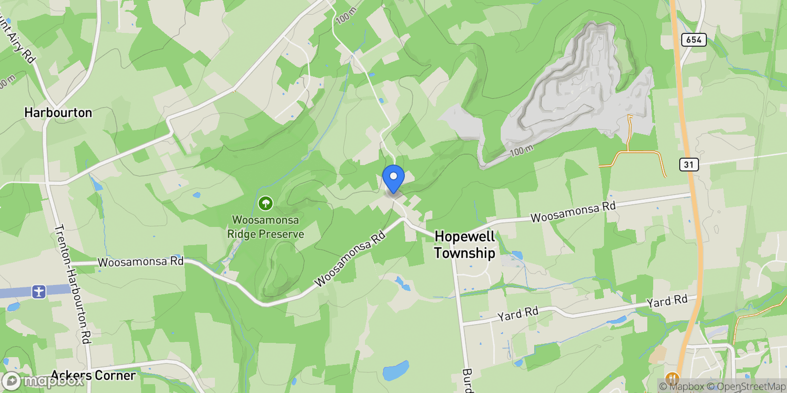 Map showing 72 Poor Farm Road, Pennington, New Jersey, United States.