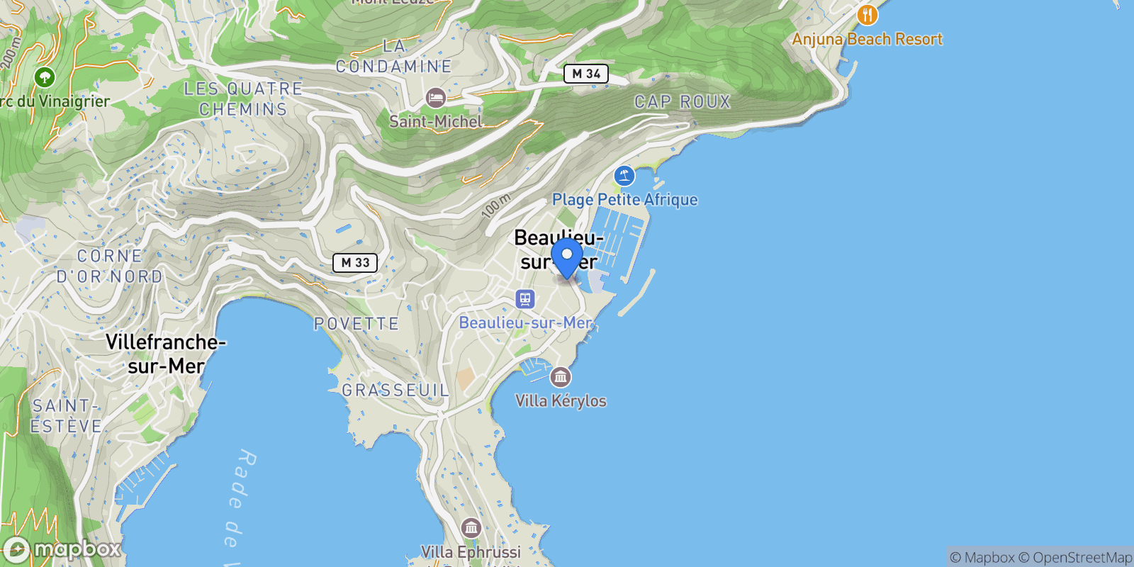 Map showing Beaulieu-sur-Mer, Provence-Alpes-Côte d'Azur, France.