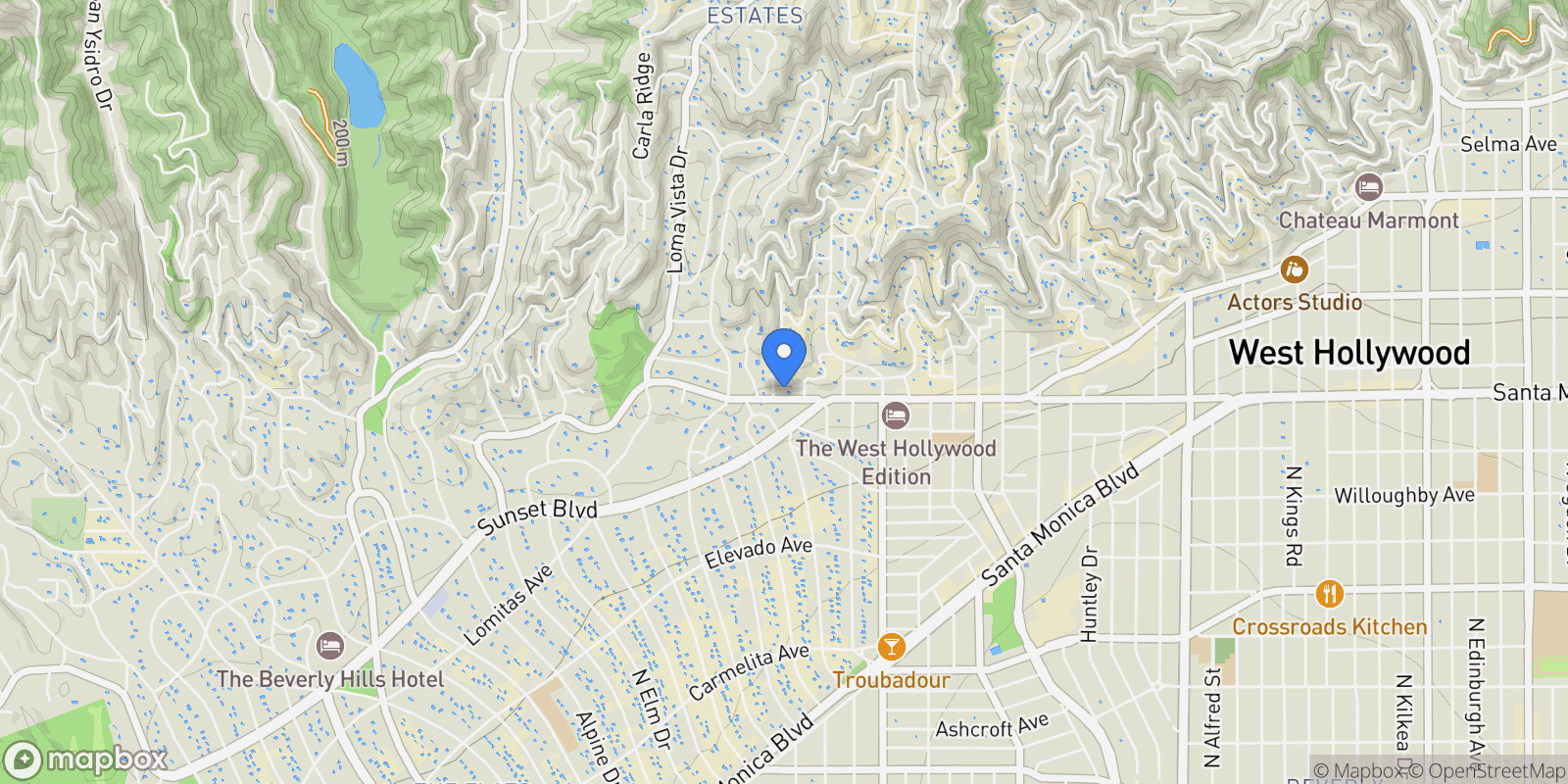 Map showing 9255 Doheny Road 706, Los Angeles, California, United States.