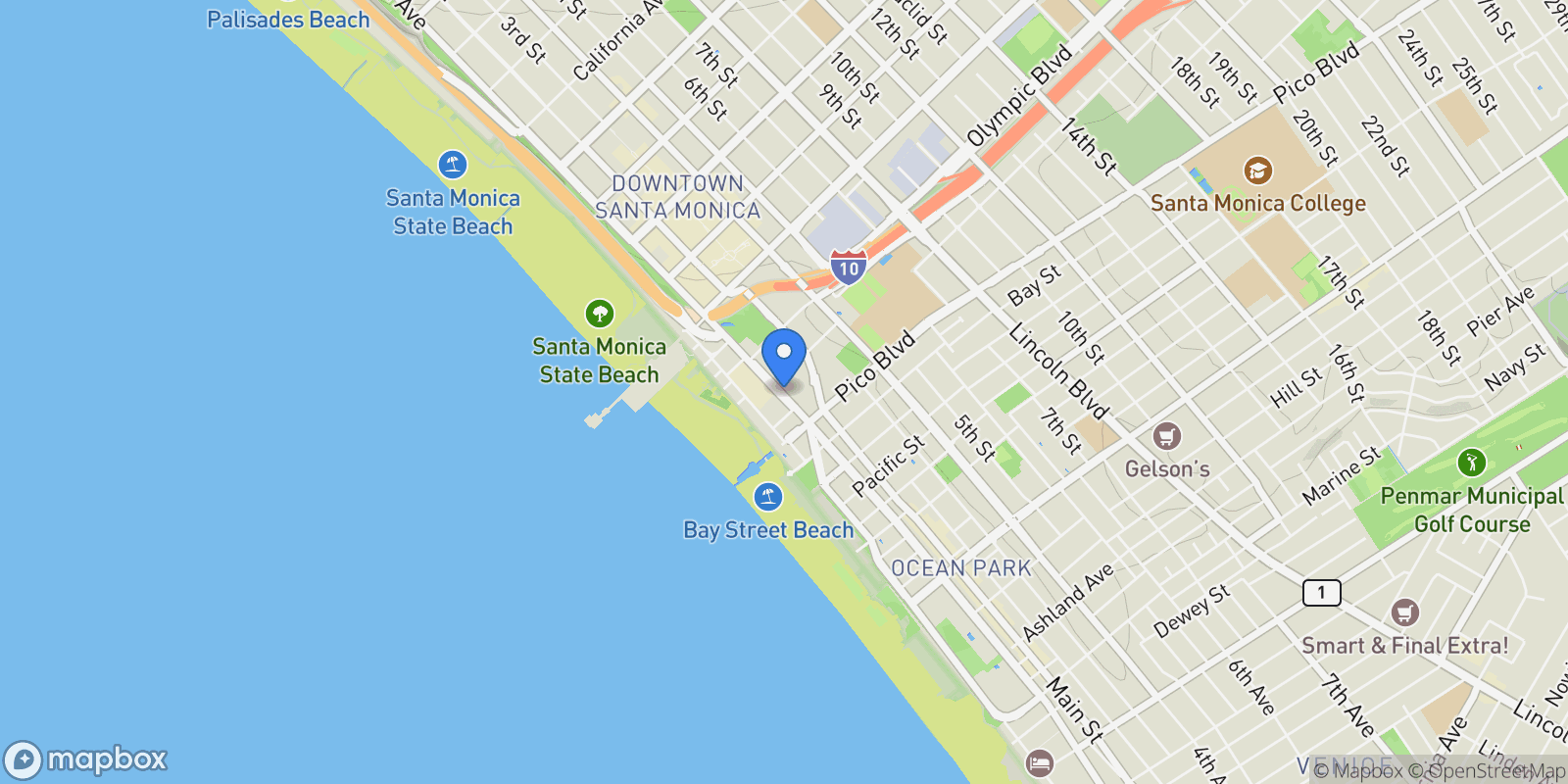 Map showing 1755 Ocean Avenue 801, Santa Monica, California, United States.