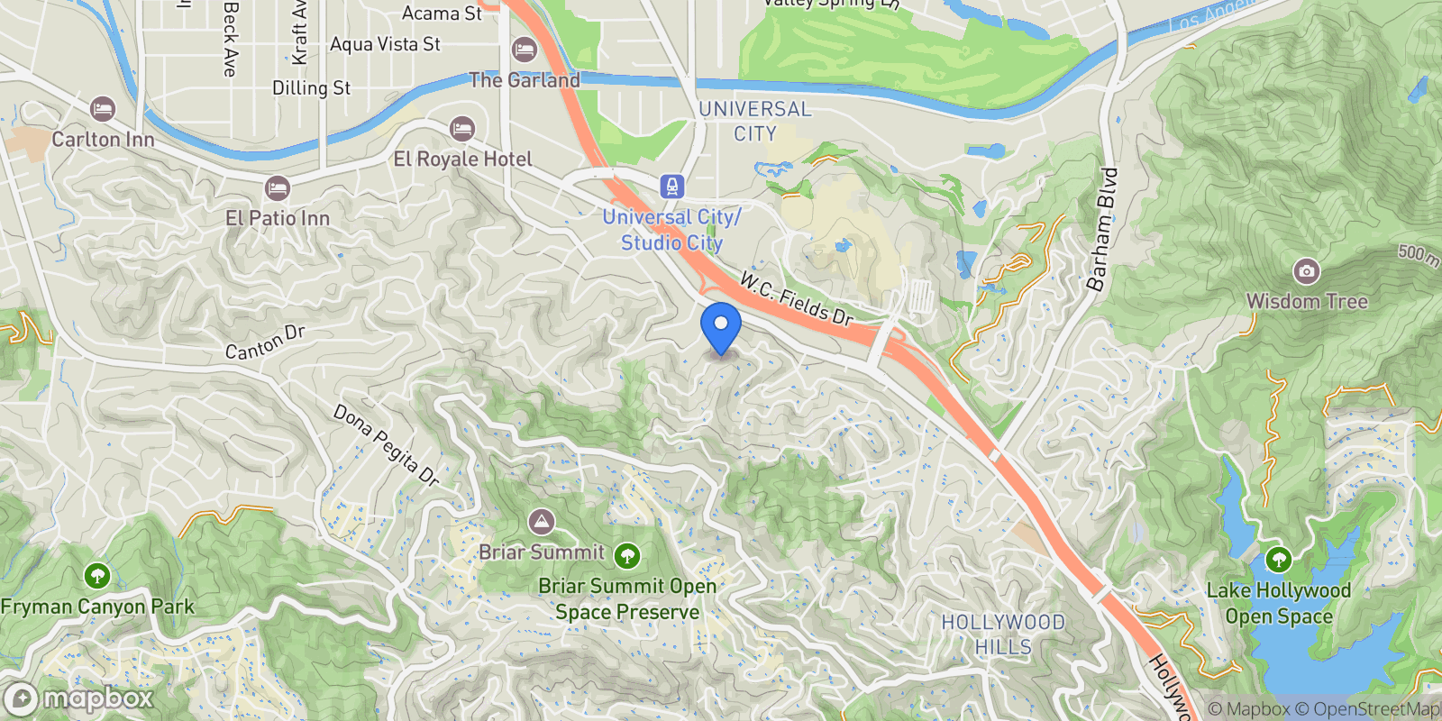 Map showing 3716 Multiview Drive, Los Angeles, California, United States.