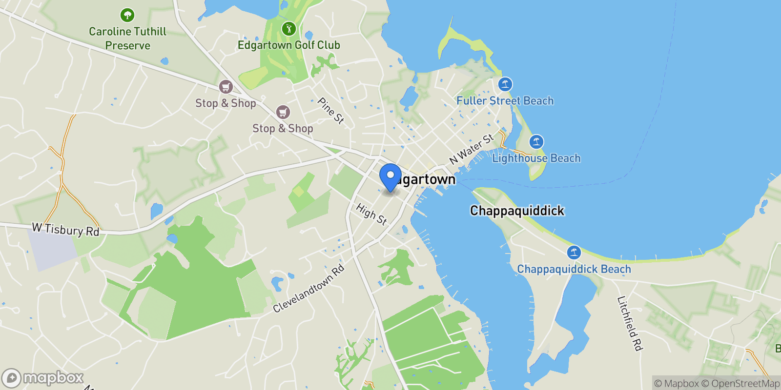 Map showing 52 South Summer Street, Edgartown, MA 02539, Edgartown, Massachusetts, United States.