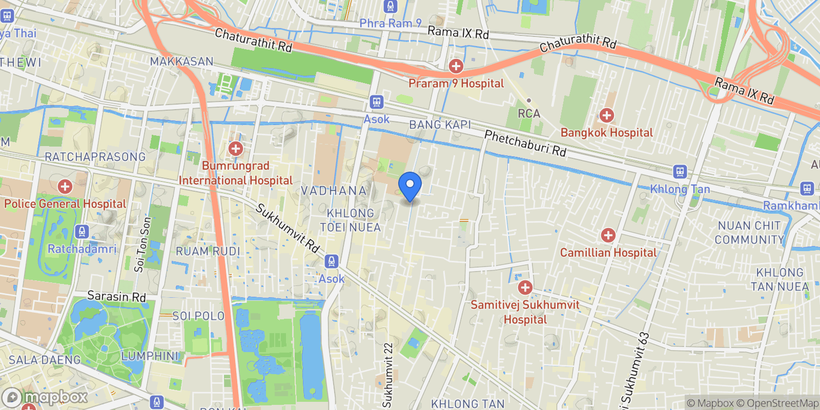 Map showing 77 Sukhumvit Rd, Khwaeng Khlong Toei Nuea, Khet Watthana, Krung Thep Maha Nakhon 10110, Thailand, Bangkok, Krung Thep Maha Nakhon, Thailand.